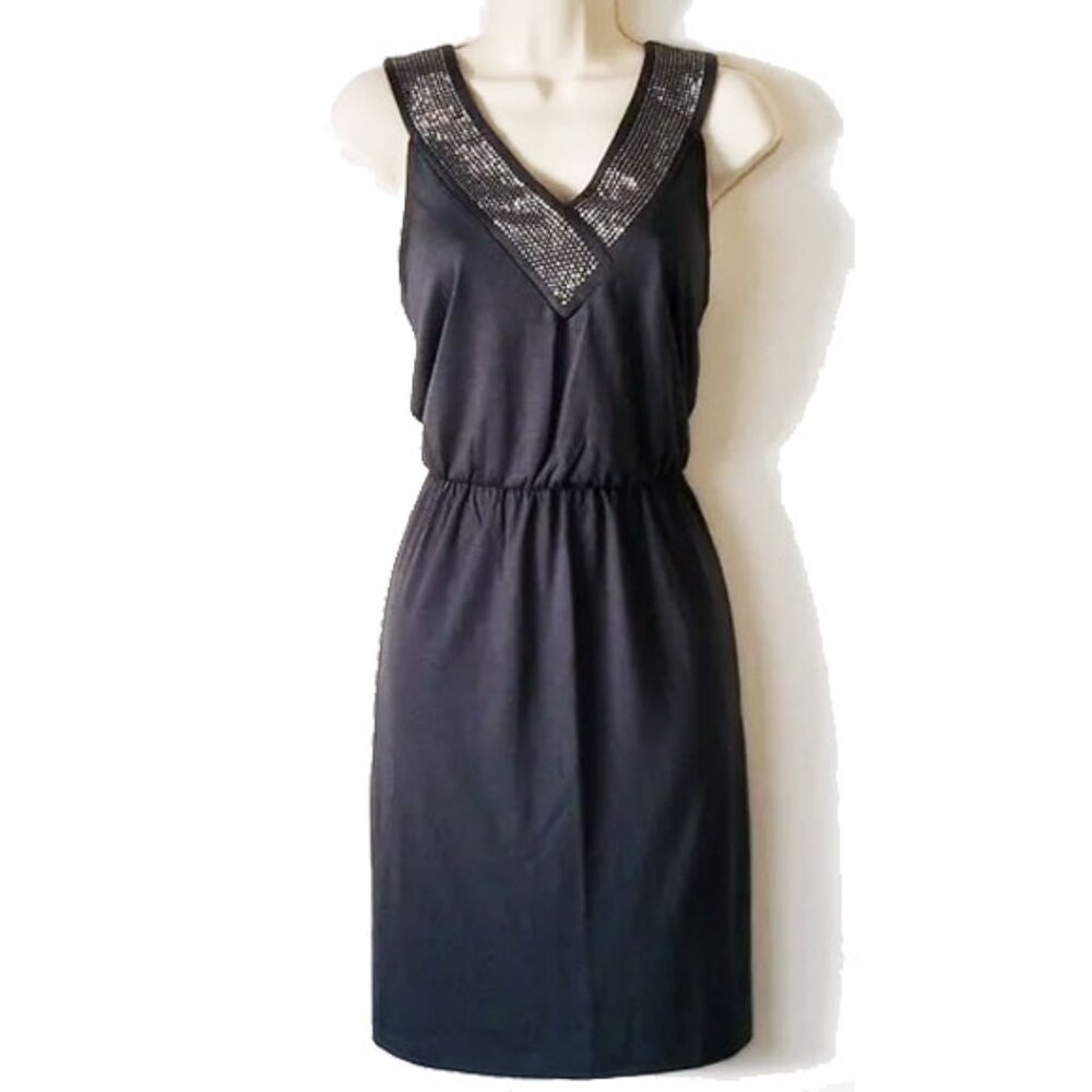 NWT Gap Racerback Studded Bling Knit Mini Dress M Charcoal Gray